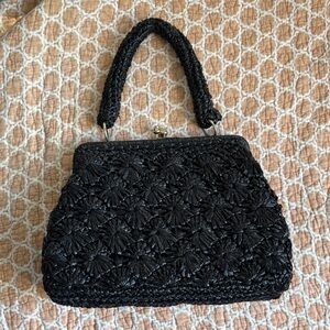 Elegant Black Woven Handbag